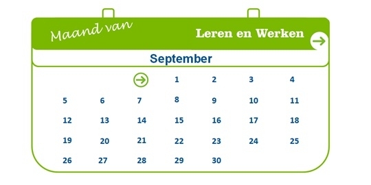 Maand van Leren en Werken in September. Het logo toont de september op een kalender.