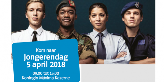 Kom naar de Jongerendag 5 april 2018 09:00 tot 15:00 Koningin Máxima Kazerne